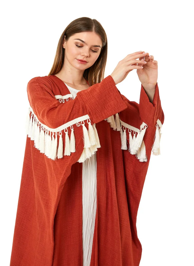 Moistreet  Rust Orange CEY Melange Abaya for Women | Best Price UAE