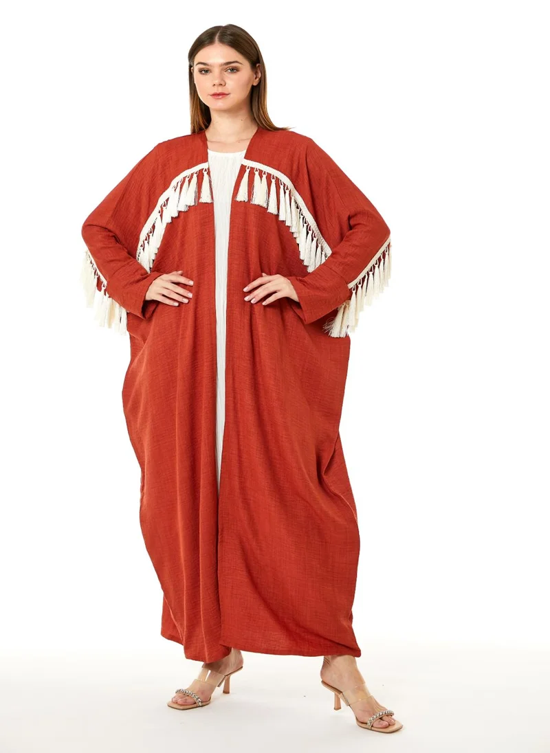 Moistreet  Rust Orange CEY Melange Abaya for Women | Best Price UAE