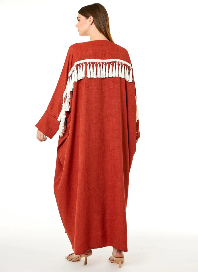 Moistreet  Rust Orange CEY Melange Abaya for Women | Best Price UAE