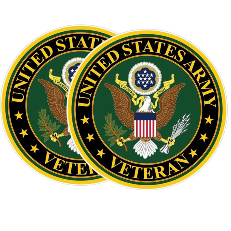 eDesign 2Pack United States Army Vetran Vinyl Sticker Decal 4 Inches Us Army Veteran Stickers for Car Truck Van Window Bumper Laptop Tablet Cup Tumbler Water Bottle and Any Smooth Surface - Image 3
