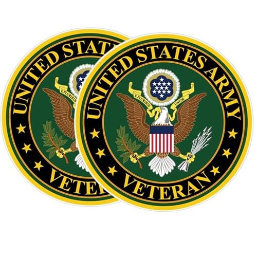 eDesign 2Pack United States Army Vetran Vinyl Sticker Decal 4 Inches Us Army Veteran Stickers for Car Truck Van Window Bumper Laptop Tablet Cup Tumbler Water Bottle and Any Smooth Surface - Image 1