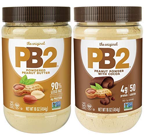 PB2 Powdered Peanut Butter Bundle Original PB2 and Cocoa PB2 Peanut Butter Powder Two 16oz Jars