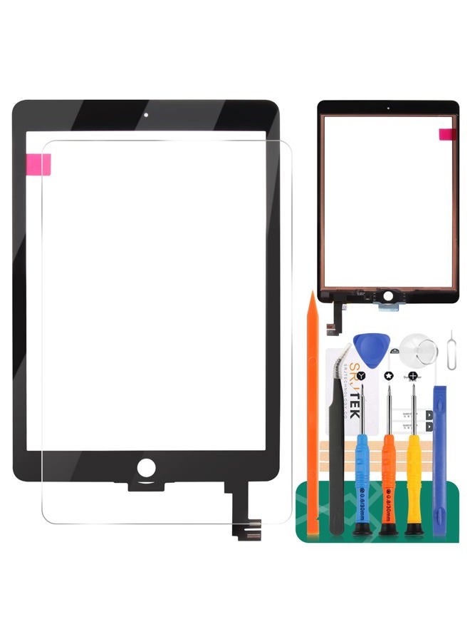 SRJTEK for iPad Air 2 2nd Gen 9.7 A1566 A1567 Touch Screen Replacement Kit,(Not LCD, NO Instructions) Touch Digitizer,Glass Repair Parts,Include Tempered Glass(Black) - Image 1