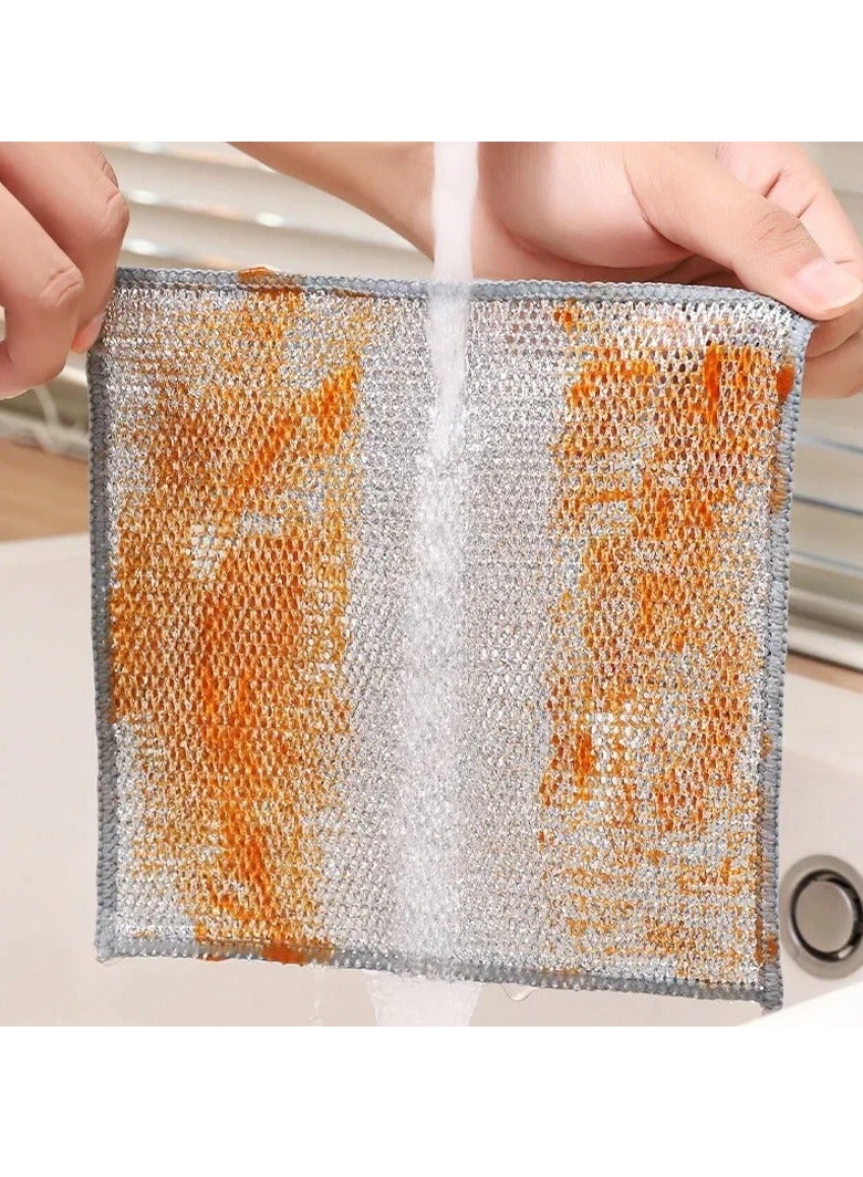 20 pcs Non-Scratch Wire Dishcloth, Multipurpose Wire Dishwashing Rags for Wet and Dry, Easy Rinsing, Reusable, for Kitchen, Sinks, Pots, Single layer(With 1pcs Cleaning Sponge)  - Image 5