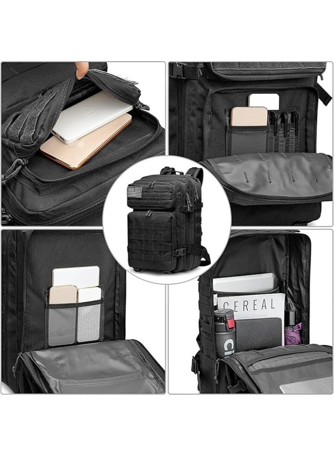 DEXO حقيبة ظهر عسكرية تكتيكية 45 لتر – حقيبة بقاء، مولي، مقاومة للماء، متعددة الأقسام للتنزه والتخييم والسفر والصيد والمغامرات الخارجية - Image 4