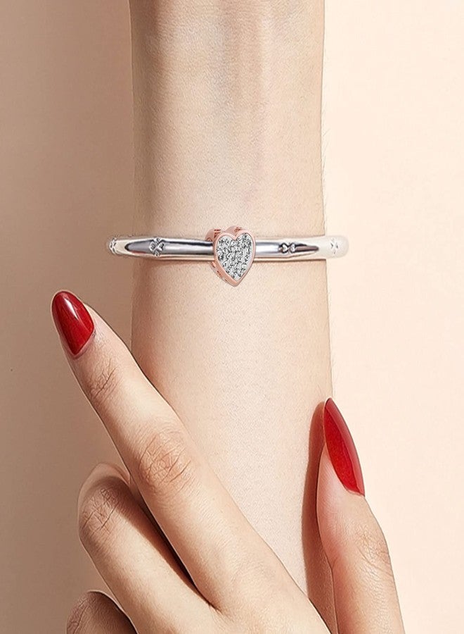 KunBead Mom Rose Gold Sparking Birthstone Rhinestone Heart Love Bead Charms Compatible with Pandora Bracelets Birthday Mothers Day Jewelry Gifts for Women - Image 5