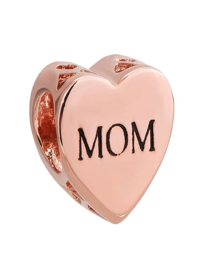 KunBead Mom Rose Gold Sparking Birthstone Rhinestone Heart Love Bead Charms Compatible with Pandora Bracelets Birthday Mothers Day Jewelry Gifts for Women - Image 3