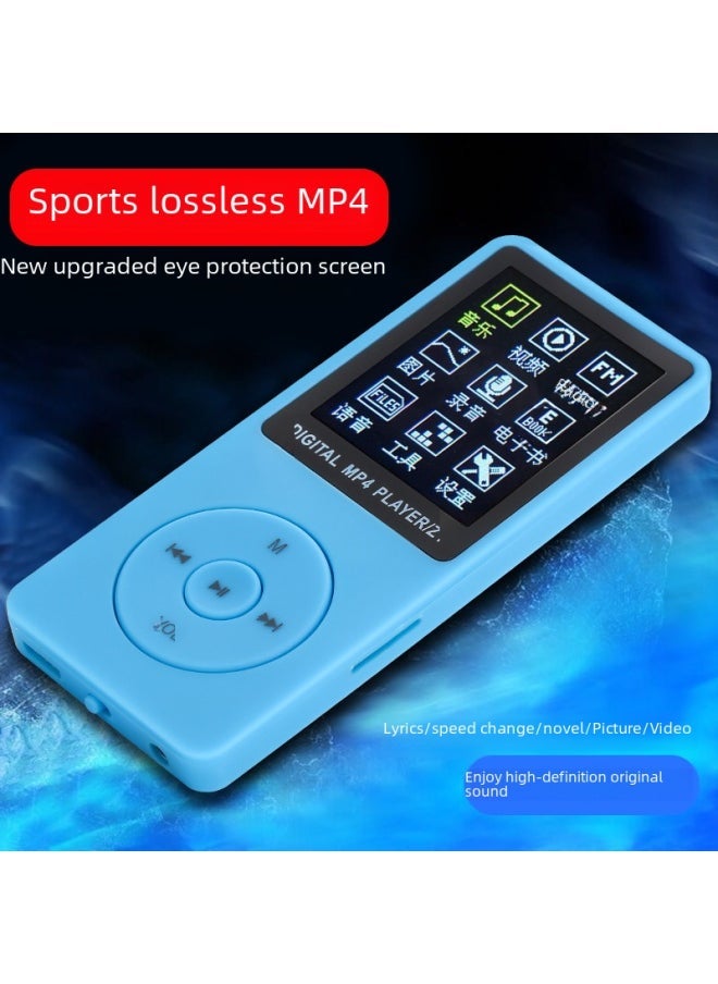مشغل موسيقى محمول Zy418 MP3 مع مكبر صوت خارجي 1.8 بوصة إدخال بطاقة للطلاب MP4 صندوق صوت شخصي - لون الجسم: أزرق - سعة الذاكرة: بطاقة خارجية 4G مجموعة كاملة من الملحقات - Image 3