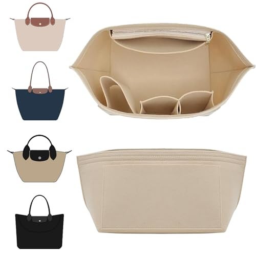 Doxo Longchamp Organizer Insert Small, Felt Bag Organizer with Multiple Pockets,Suitable for Le pliage S Handbag and More(Beige,S) - Image 1