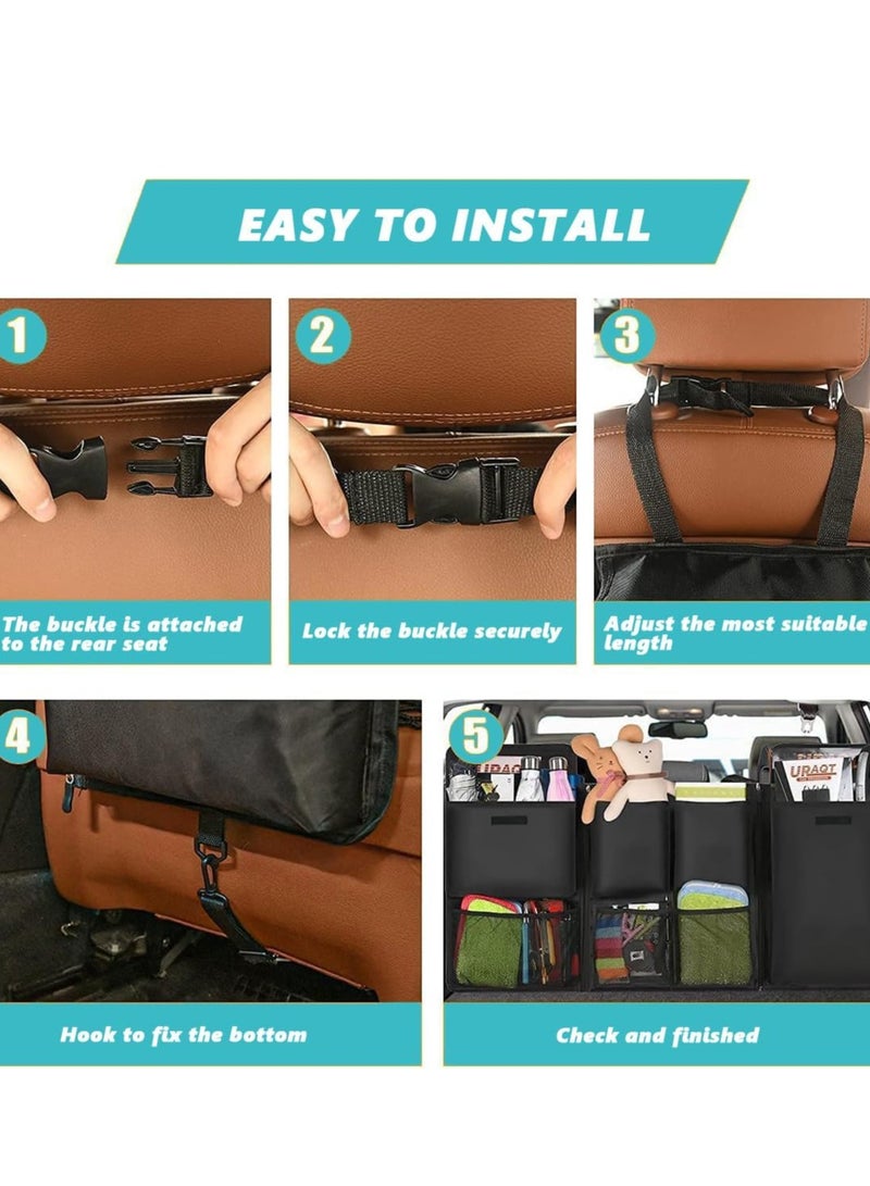 كول بيبي Coolbaby السيارات الجذع مربع التخزين ، انفصال جيب كبير تعليق نوع حقيبة الأمتعة ، سستة ، للماء متعددة جيب مقعد مسند الظهر التخزين ، ومناسبة لمعظم السيارات قابلة للطي قطع غيار السيارات لتوفير مساحة ( أسود ) - Image 5