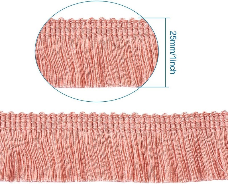 Mega Pet MegaPet Light Salmon Polyester Fringe Tassel Lace Trim 1 Inch x 27 Yards Chainette Fringe Fibre Trim for Sewing Quilting DIY Home Decoration - Image 2