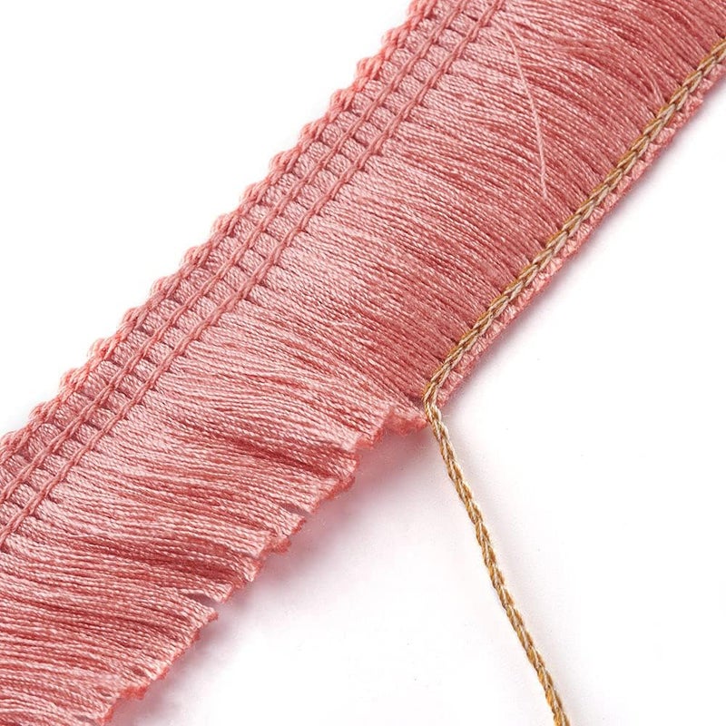 Mega Pet MegaPet Light Salmon Polyester Fringe Tassel Lace Trim 1 Inch x 27 Yards Chainette Fringe Fibre Trim for Sewing Quilting DIY Home Decoration - Image 3