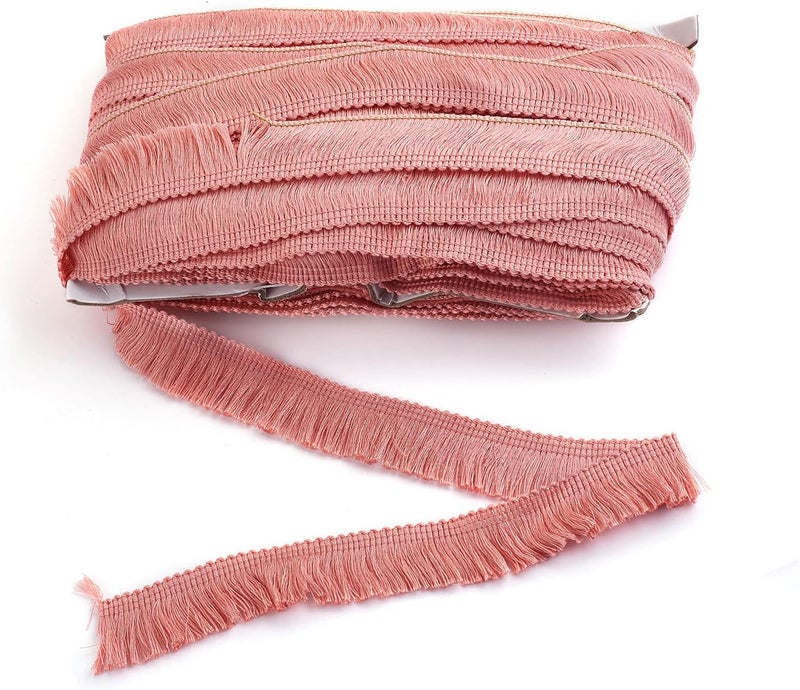 Mega Pet MegaPet Light Salmon Polyester Fringe Tassel Lace Trim 1 Inch x 27 Yards Chainette Fringe Fibre Trim for Sewing Quilting DIY Home Decoration - Image 1