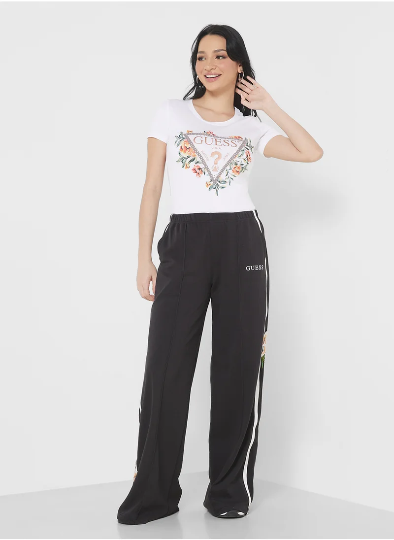 جس Crew Neck Logo Printed T-Shirt