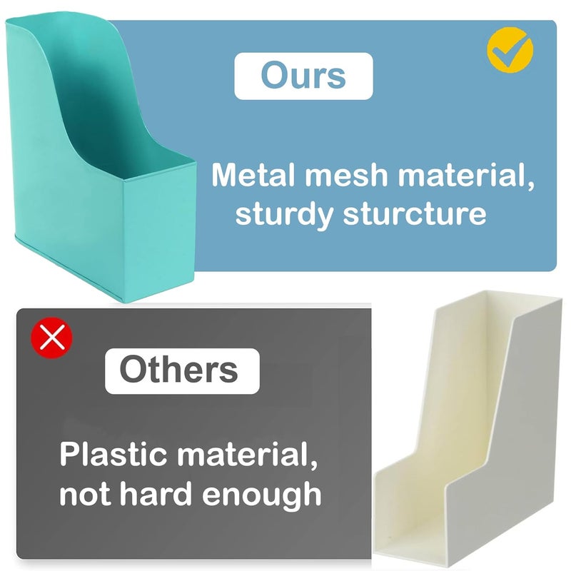 Elan Sauve Galvanized Metal File Holder | Stand Desktop Organizer for Office and Study | File Rack for Documents Books Magazines and Papers | Compatible for A4,A5 (Aqua, Set/2) - Image 4