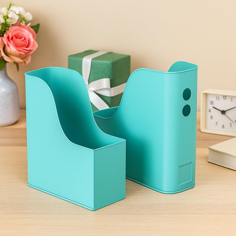 Elan Sauve Galvanized Metal File Holder | Stand Desktop Organizer for Office and Study | File Rack for Documents Books Magazines and Papers | Compatible for A4,A5 (Aqua, Set/2) - Image 2