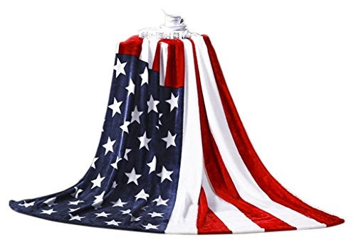 BXT 59"x79" American Flag Bed Sofa Blanket Couch Cover Luxury Super Soft Flannel Warm Plush Fleece Bed Throw Quilt Blanket Bedspread for Bed Couch Sofa Car Travel Bedding Blankets Machine Washable - Image 1