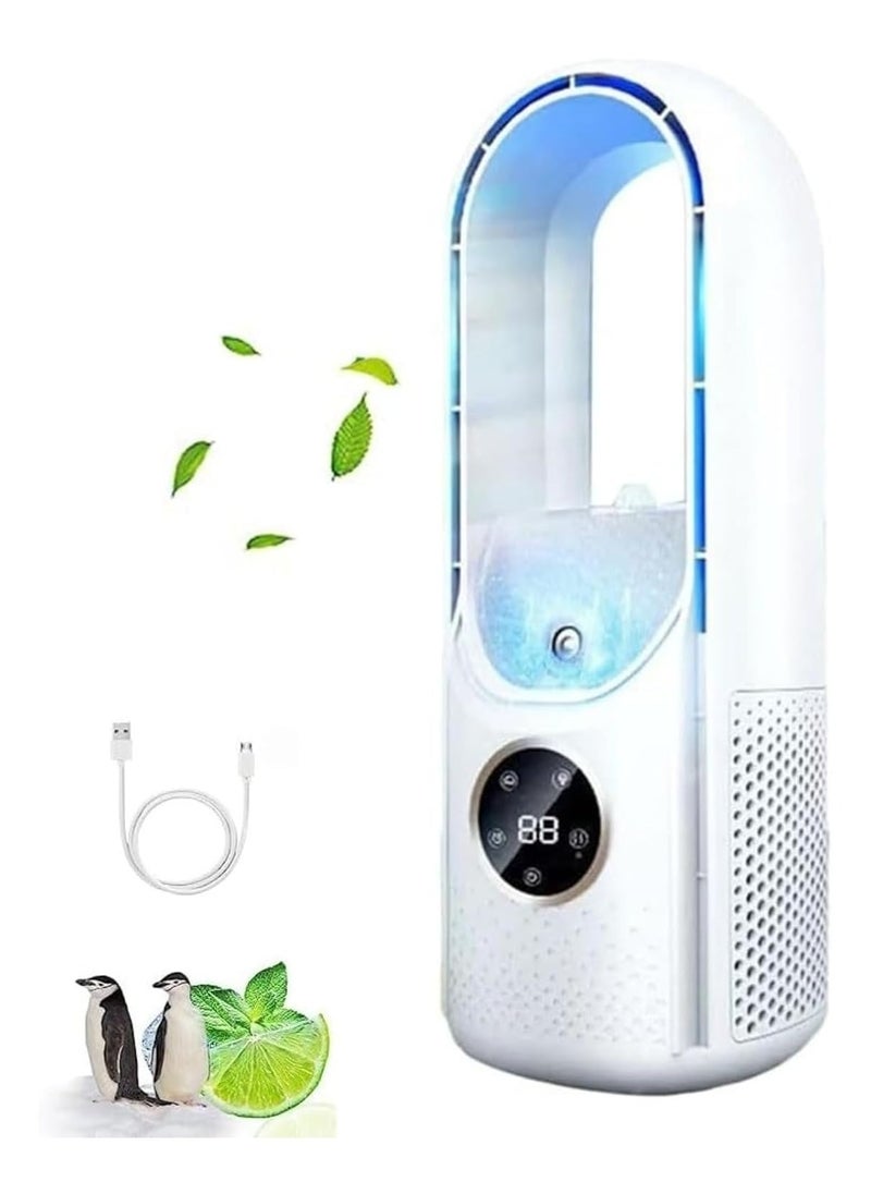 Generic Portable Fan with 6 Speeds, Small Personal Cooling Fan with Humidifier with LED Light, USB Multifunctional Timing Conditioning Fan for Home, Office, Bedroom  - Image 2