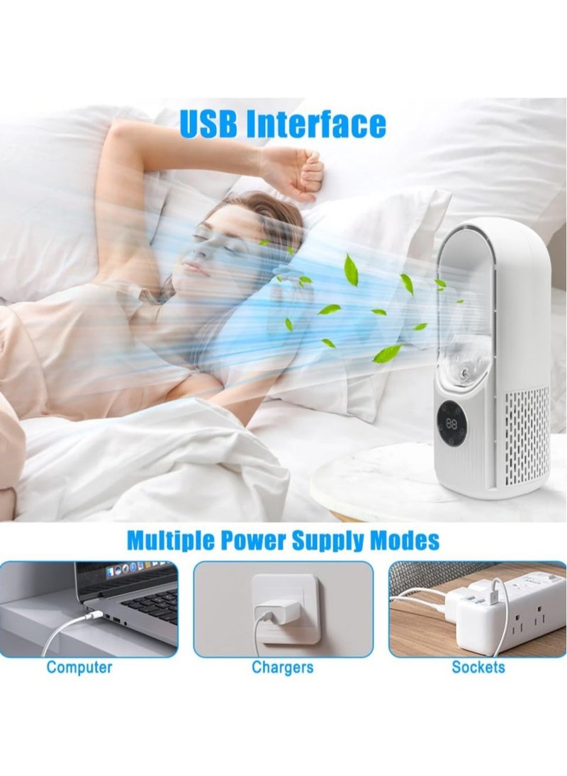 Generic Portable Fan with 6 Speeds, Small Personal Cooling Fan with Humidifier with LED Light, USB Multifunctional Timing Conditioning Fan for Home, Office, Bedroom  - Image 3