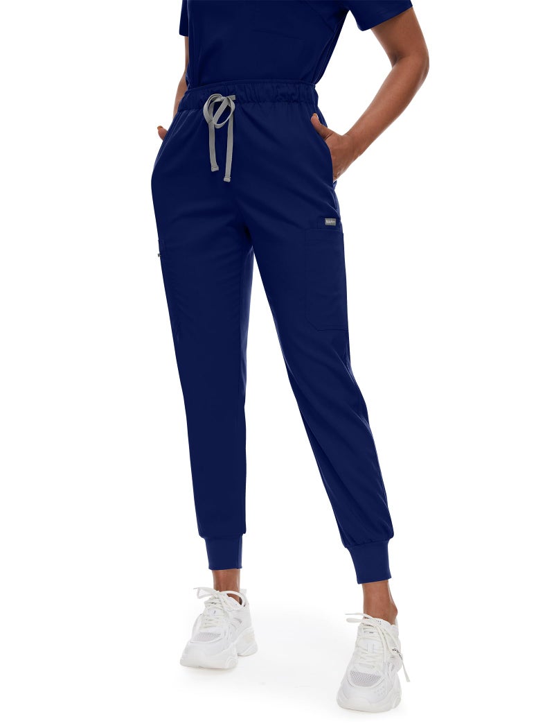niaahinn Scrub for Women Scrubs Top with Classic V-Neck & Yoga Jogger Pants Medical Nursing Uniform Scrub Set (Navy Blue, S) - Image 3