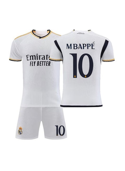 Real Madrid Home Football Jersey 2023/24 MBAPPE #10 Football Jersey/Shorts Gift Set Kids Size & Adult Size, Gift for Fans & Friends
