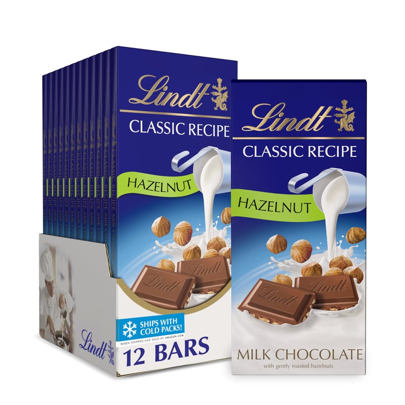 Lindt CLASSIC RECIPE Hazelnut Milk Chocolate Bar Milk Chocolate Candy 44 oz 12 Pack - Image 3