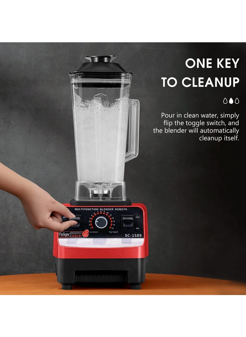 Eacam Multifunctional Blender 4500W, 15 Speed, Smoothie Milkshake Juicer Ice Crusher Grain Grinder - Red, UK Plug