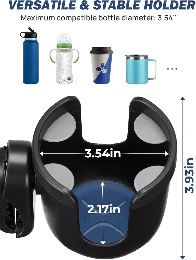 JOYTUTUS Wheelchair Cup Holder, 2 Pack Rollator Cup Holder, 4 Flexible Tabs with Hook Drink Holder for Walker, Scooter, Stroller, Mobility - Image 3