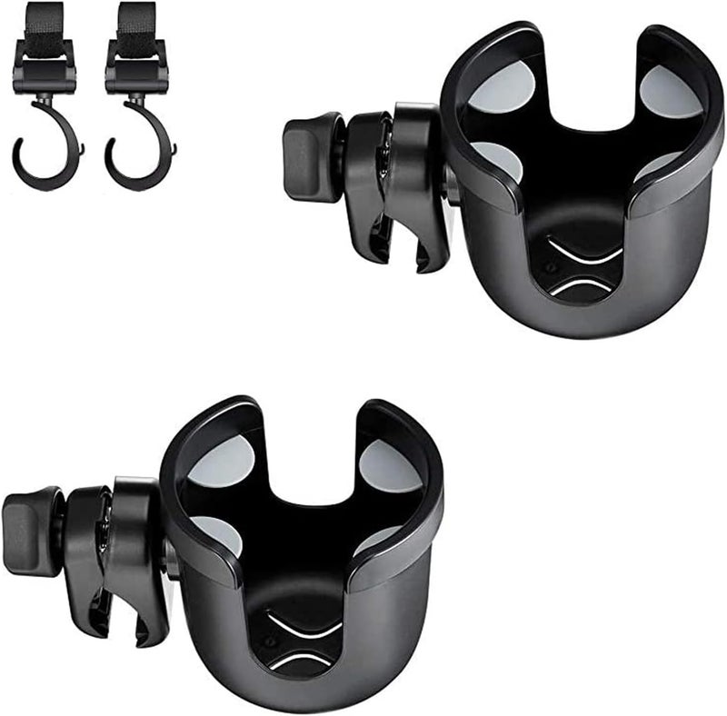 JOYTUTUS Wheelchair Cup Holder, 2 Pack Rollator Cup Holder, 4 Flexible Tabs with Hook Drink Holder for Walker, Scooter, Stroller, Mobility - Image 2