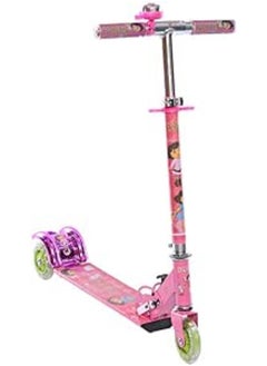Generic Supermall Kids 3 Wheeler Foldable Height Adjustable Scooter With Break And Bell Pink  - Image 1