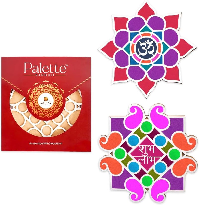 SATVIK Set of 6 Rangoli (8 inches) Stencil for Decor DIY Craft Reusable Rangoli Pallets Templates for Floor Table Just Fill with Rangoli Atta or Grains for Navratri Pongal Pooja Mandir (Design-4) - Image 3