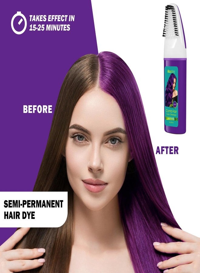 Azonbey Purple Hair Dye for Women, Semi Permanent Hair Dye Shampoo for Gray hair Coverage 4 in 1 Natural Ingredients with Comb, Convenient to Use Hair Color Shampoo (Purple) - Image 2