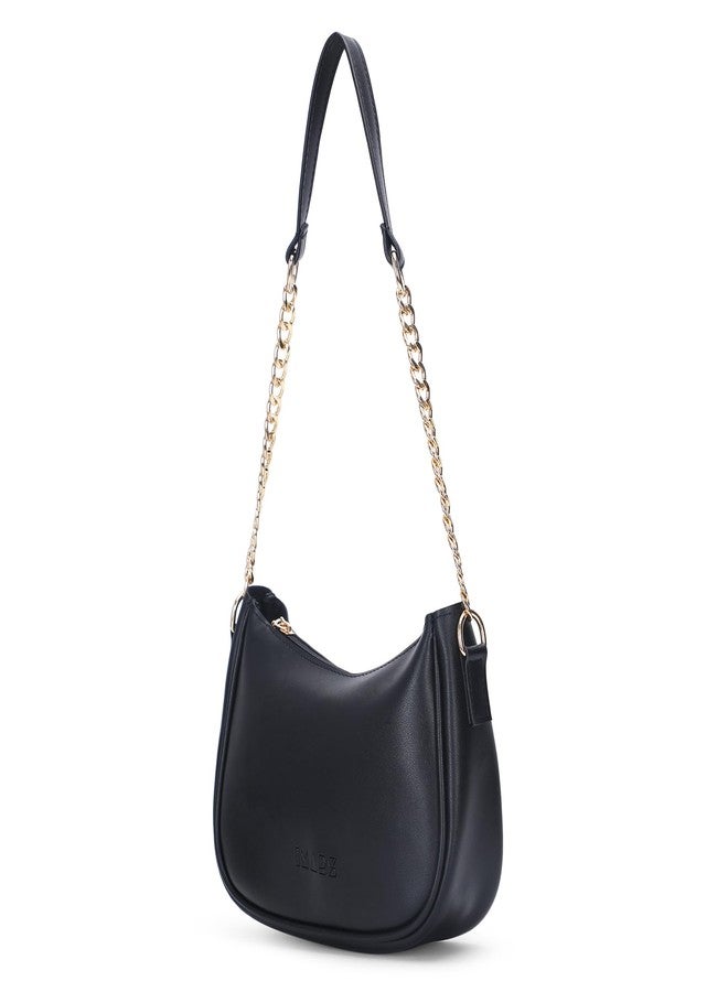 IMARS Vegan Leather Shoulder Bag for Women | Black Stylish & Trendy Handbag with Chain Strap - Image 4