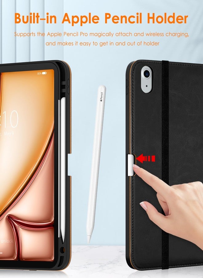 DTTO for iPad Air 5th Generation Case (2022) / iPad Air 4th Generation Case (2020) 10.9 Inch, Premium Leather Business Folio Stand Cover with Pencil Holder [2nd Pencil Charging], Black Brown - Image 2