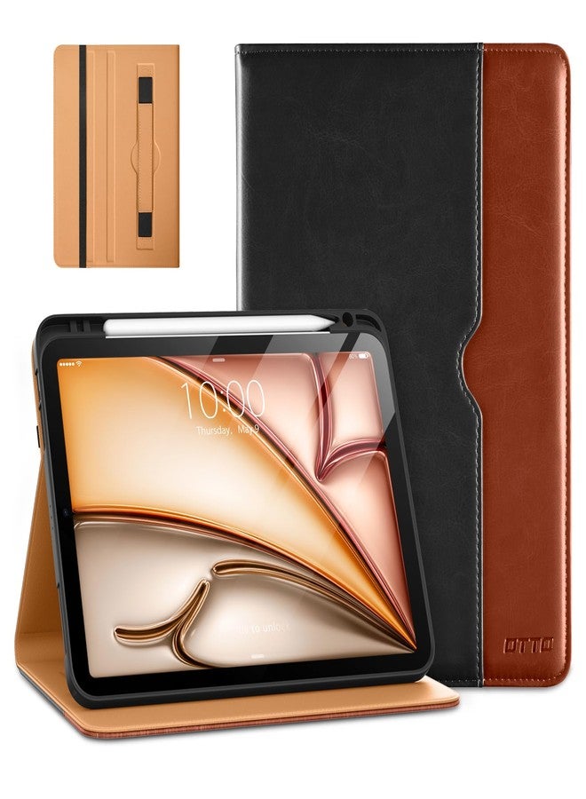 DTTO for iPad Air 5th Generation Case (2022) / iPad Air 4th Generation Case (2020) 10.9 Inch, Premium Leather Business Folio Stand Cover with Pencil Holder [2nd Pencil Charging], Black Brown - Image 1