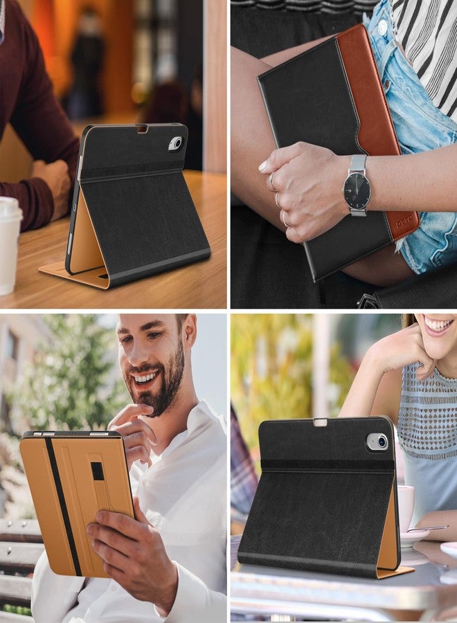 DTTO for iPad Air 5th Generation Case (2022) / iPad Air 4th Generation Case (2020) 10.9 Inch, Premium Leather Business Folio Stand Cover with Pencil Holder [2nd Pencil Charging], Black Brown - Image 5