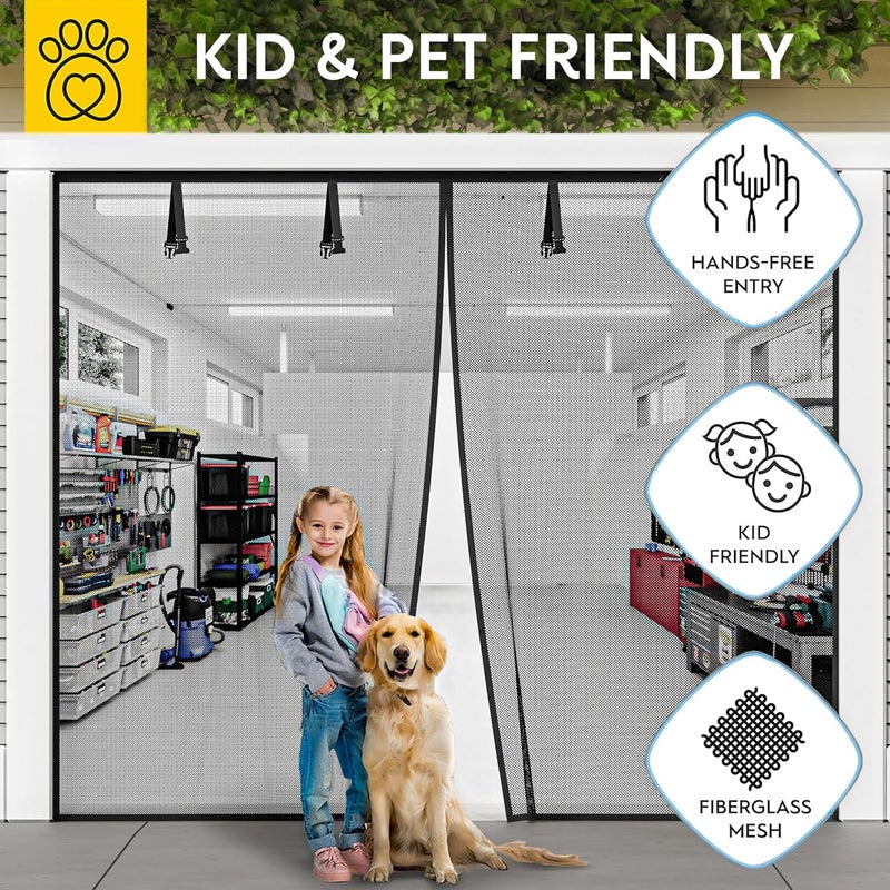 AUGO Garage Door Screen,1 Car 9x7FT, Fiberglass mesh with Magnetic Closure, Heavy Duty Weighted Bottom, Easy Assembly & Pass, Hands Free Screen Door - Image 5