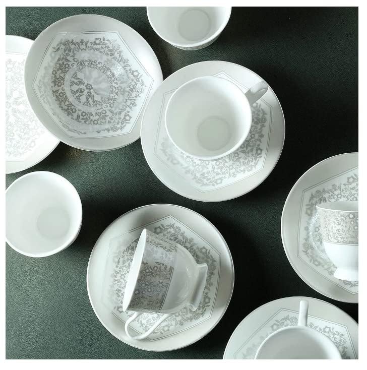 E - Ezra E-Ezra Tableware Bone China Cups Plates Mughal Art Designed Set of 6+6 Cups with Saucers - Image 4