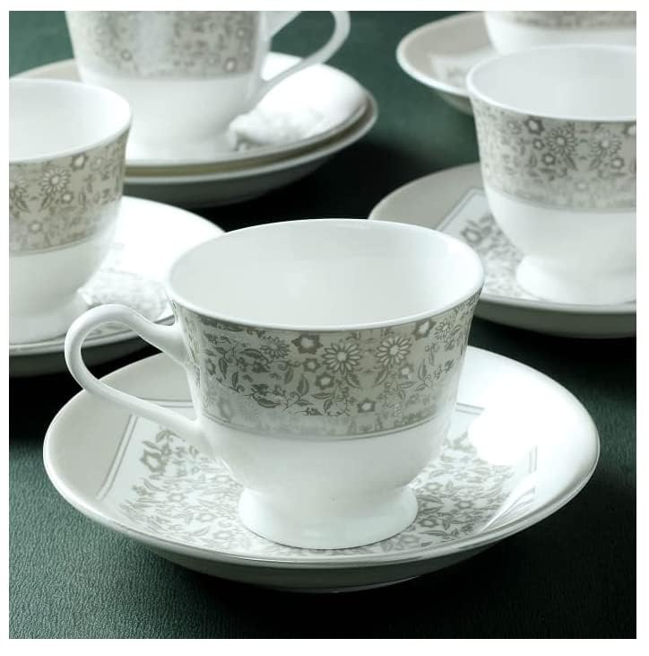 E - Ezra E-Ezra Tableware Bone China Cups Plates Mughal Art Designed Set of 6+6 Cups with Saucers - Image 3