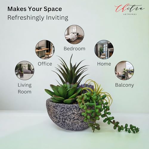 Chitra artworks Art Works Chitra Art Works Artificial Plants with Pot | Realistic Faux Greenery, No Maintenance, Durable Plastic | Home & Office Decor, Indoor Use | 18x15cm (Pack of 1) - Image 5