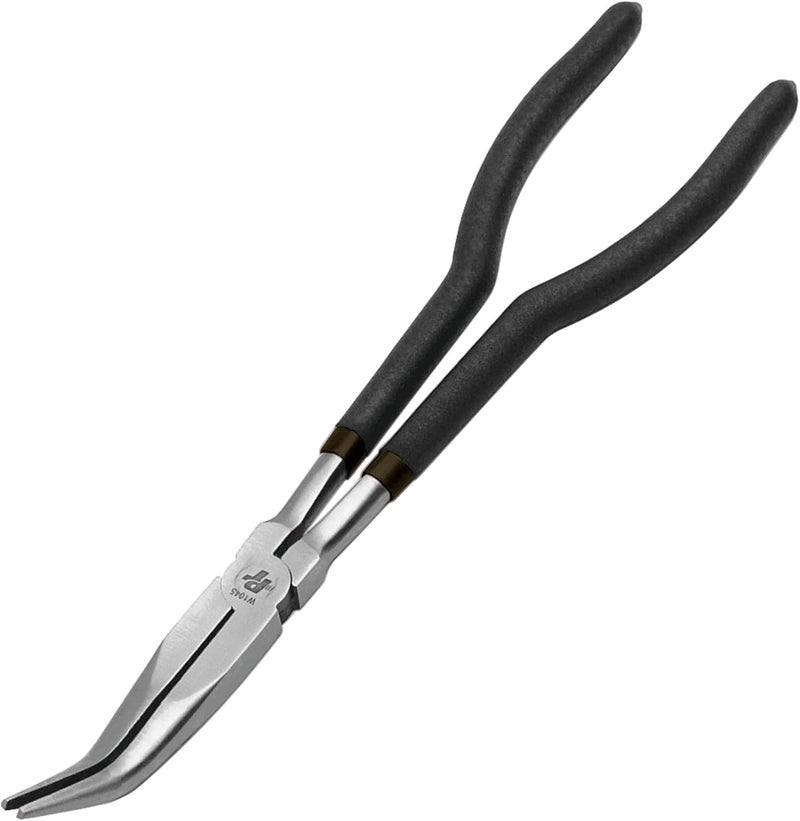 Performance Tool W1045 11-Inch Long Reach 45-Degree Bent Long Nose Pliers - Black - Image 1