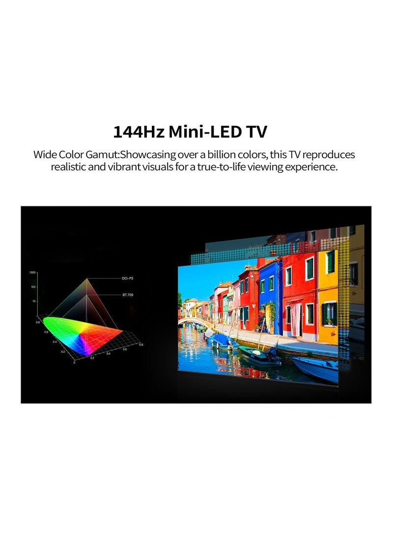 ROWA 65R85 Television 65 Inch Smart TV 4K Mini LED Colorful Quantum Crystal HDR 10+ Gaming Google TV, 144Hz Native Refresh Rate, MEMC,Dolby Atmos, Game Master (2025 Model) 65R85 black - Image 4