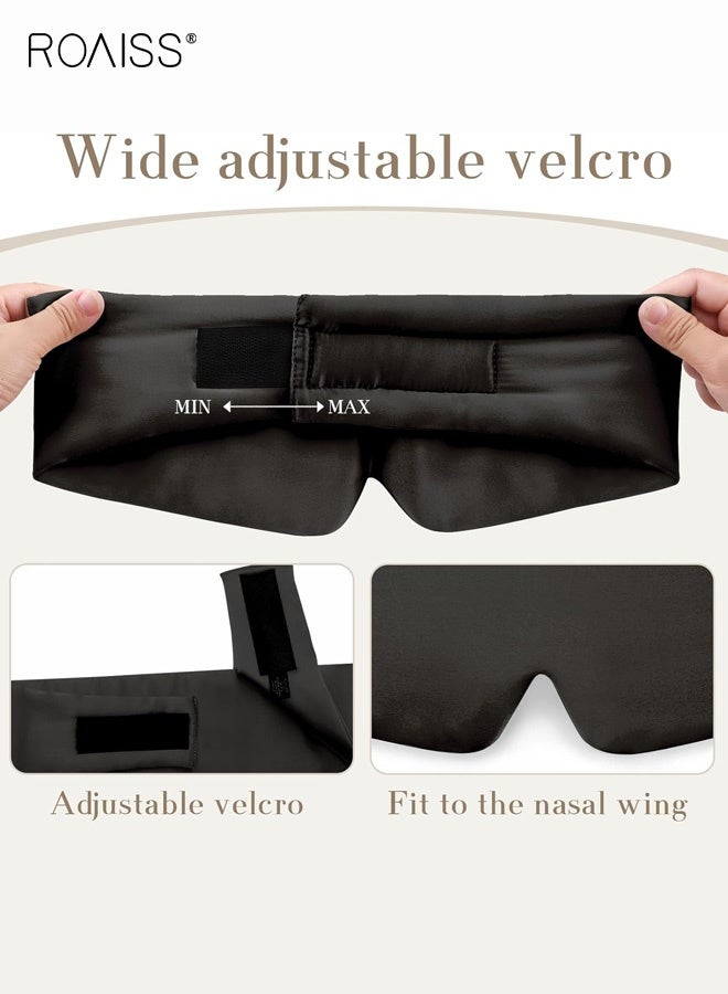 roaiss Silk-like Travel Eye Mask, Cool and Soft Long Fit for Skin Contact, Full Coverage for Eye Protection and Light Blocking, Comfortable Sleep Without Ear Pressure or Foreign Body Sensation, Black - Image 4