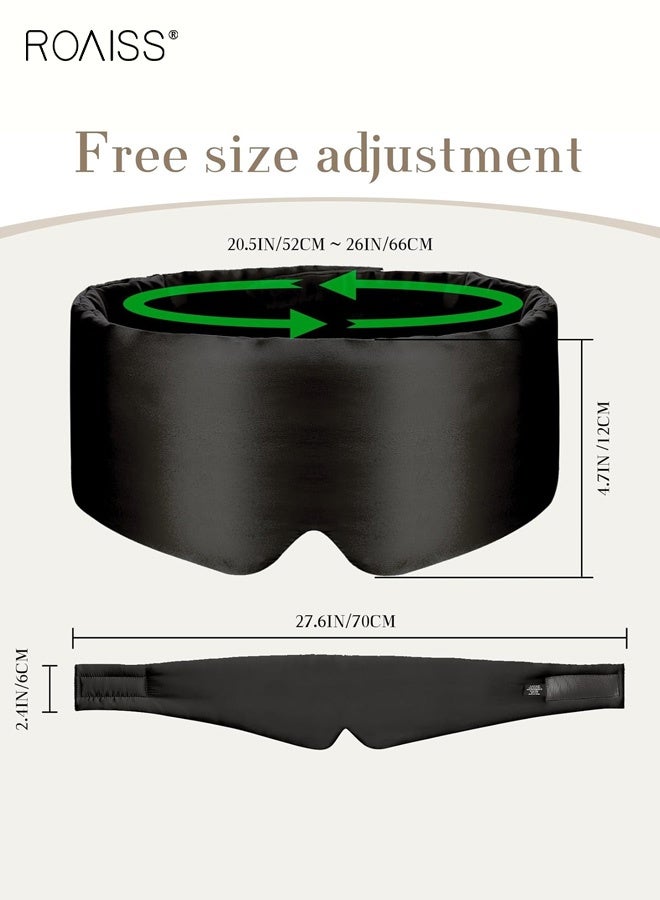 roaiss Silk-like Travel Eye Mask, Cool and Soft Long Fit for Skin Contact, Full Coverage for Eye Protection and Light Blocking, Comfortable Sleep Without Ear Pressure or Foreign Body Sensation, Black - Image 5