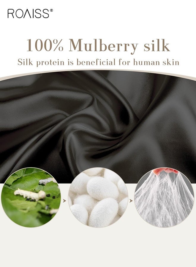 roaiss Silk-like Travel Eye Mask, Cool and Soft Long Fit for Skin Contact, Full Coverage for Eye Protection and Light Blocking, Comfortable Sleep Without Ear Pressure or Foreign Body Sensation, Black - Image 3