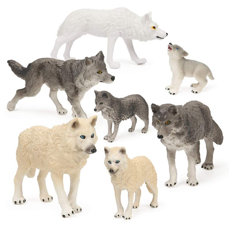RESTCLOUD 7Pcs Wolf Toy Figurines Set Wolf Animals Figures Wolf Set B - Image 2