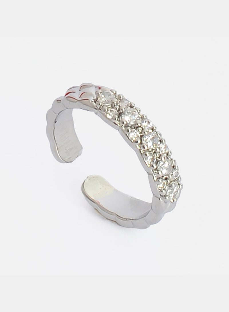 Akher el Ankoud Women'S Open Ring With A Hoop Design, Adorned With Multiple Rows Of Sparkling Zircon Stones. - Image 1