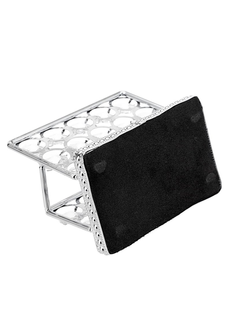 Generic - Elegant Crystal Business Card Holder Stand for Office Desktop, Mirrored Name Card Display and Organizer, Stylish Silver Card Storage Solution - Image 1