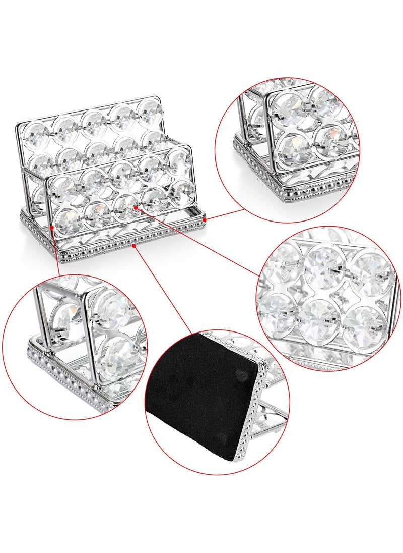 Generic - Elegant Crystal Business Card Holder Stand for Office Desktop, Mirrored Name Card Display and Organizer, Stylish Silver Card Storage Solution - Image 1