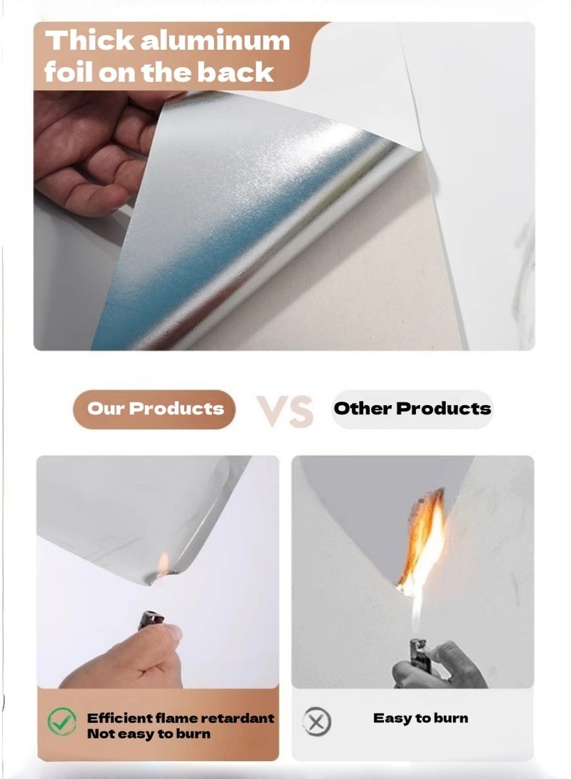 عنيد لفة واحدة من ورق جدران بنمط رخامي، ذاتية اللصق، مقاومة للزيت والماء، مقاومة للحرارة، مناسبة لأسطح المطبخ والخزائن والأثاث، قابلة للإزالة، لتجديد المنزل (60 × 500 سم) - Image 3